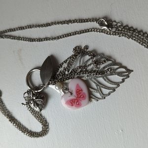 [Gift With Purchase] Long Chain Leaf Butterfly Charm Necklace